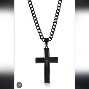 Black Jack Cross Cubic Zirconia Pendant Necklace Size 24